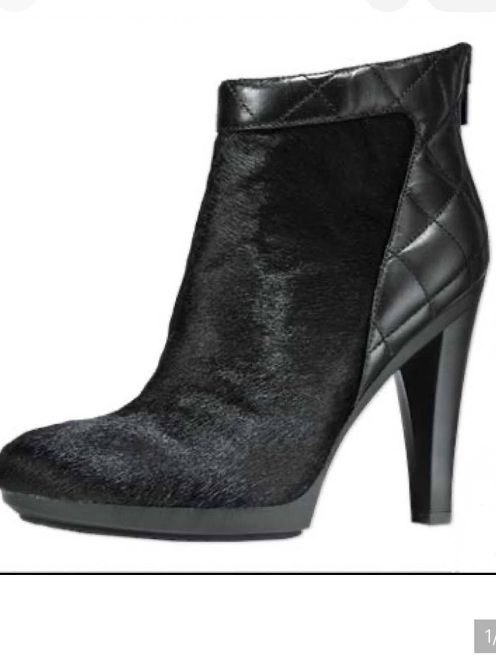 Timo Weiland for Tsubo Black Leather & Fur High Heel Quilted Ankle Boots Size 7